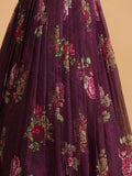 Amazing Purple Floral Printed Organza Sangeet Wear Lehenga Choli - Zeel Clothing