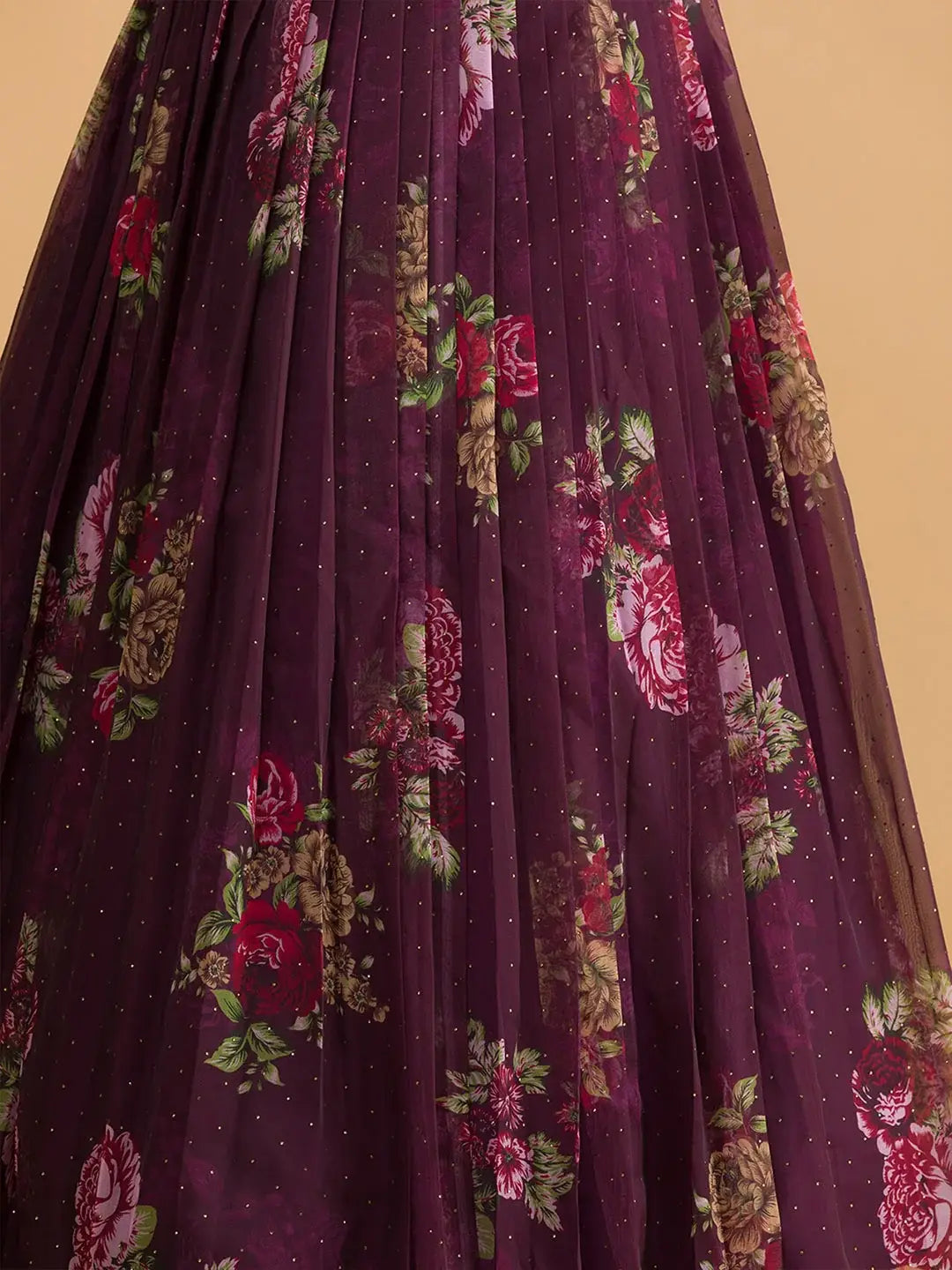 Amazing Purple Floral Printed Organza Sangeet Wear Lehenga Choli - Zeel Clothing