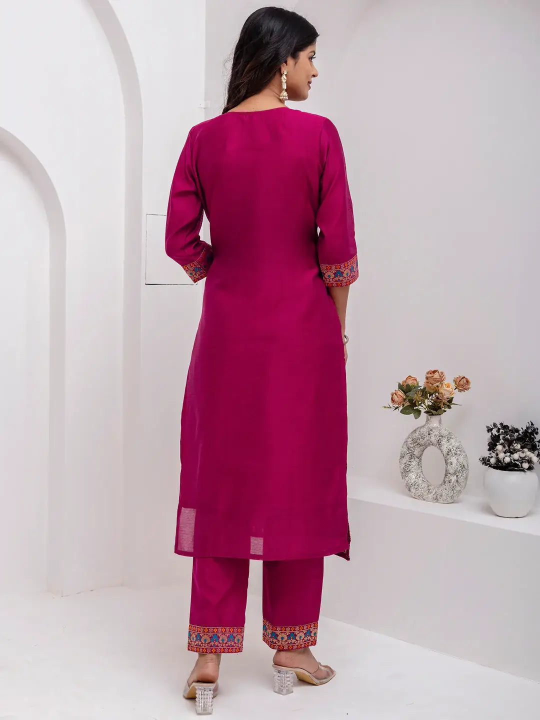 Amazing Purple Hand Work Jacquard Silk Traditional Pant Suit With Dupatta - Zeel Clothing