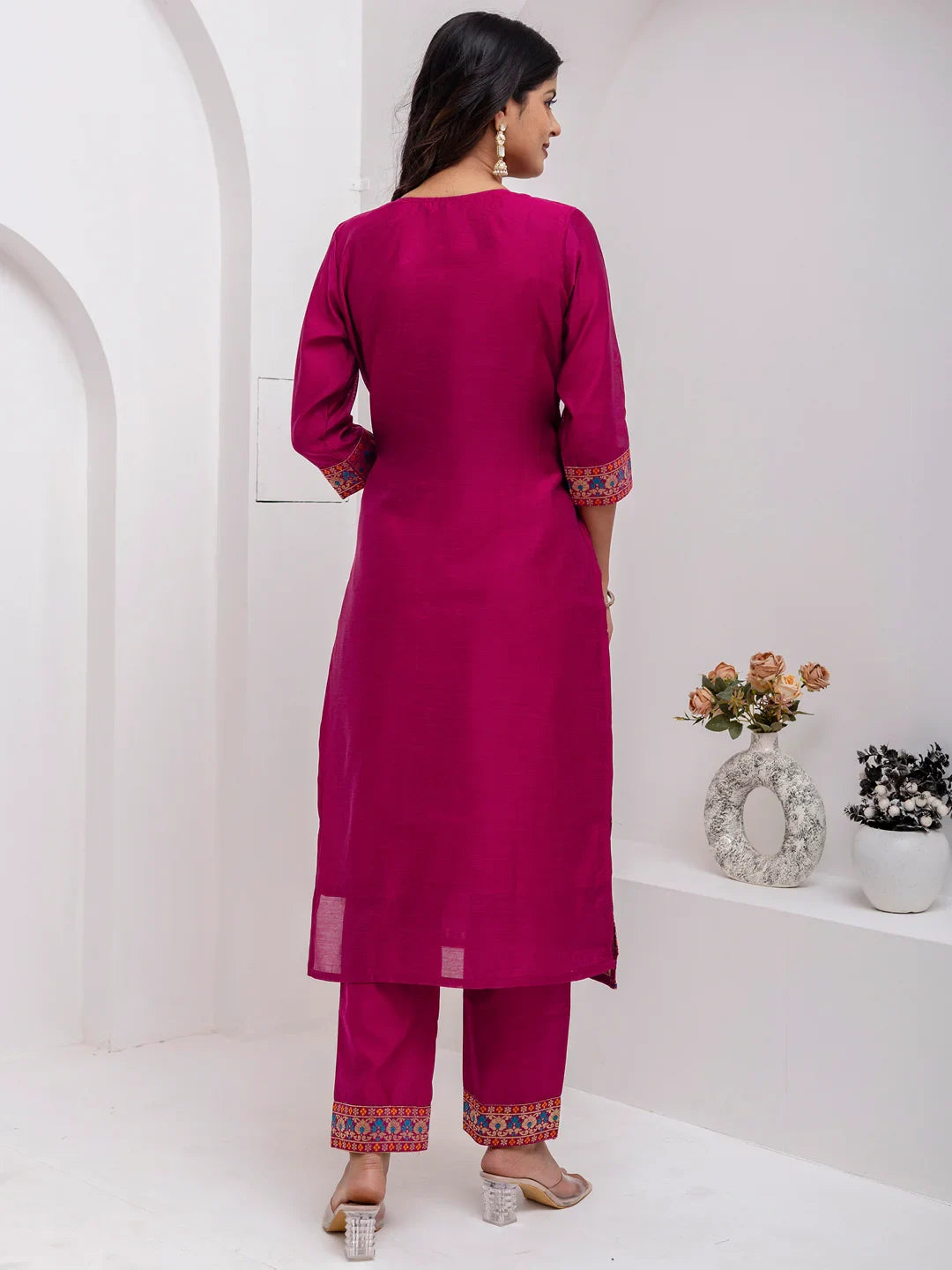 Amazing Purple Hand Work Jacquard Silk Traditional Pant Suit With Dupatta - Zeel Clothing