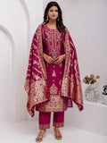 Amazing Purple Hand Work Jacquard Silk Traditional Pant Suit With Dupatta - Zeel Clothing