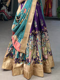 Amazing Purple Kalamkari Print Silk Festive Wear Lehenga Choli - Zeel Clothing