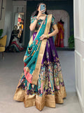 Amazing Purple Kalamkari Print Silk Festive Wear Lehenga Choli - Zeel Clothing