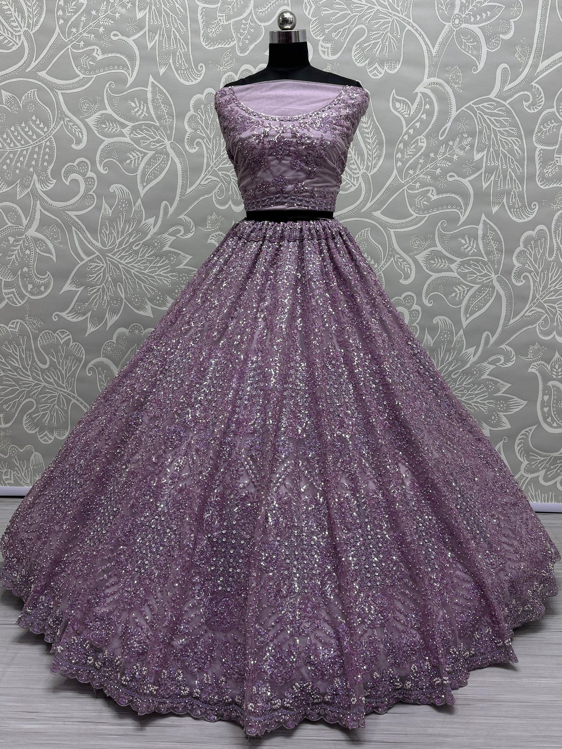 Amazing Purple Sequins Heavy Net Wedding Wear Lehenga Choli - Zeel Clothing