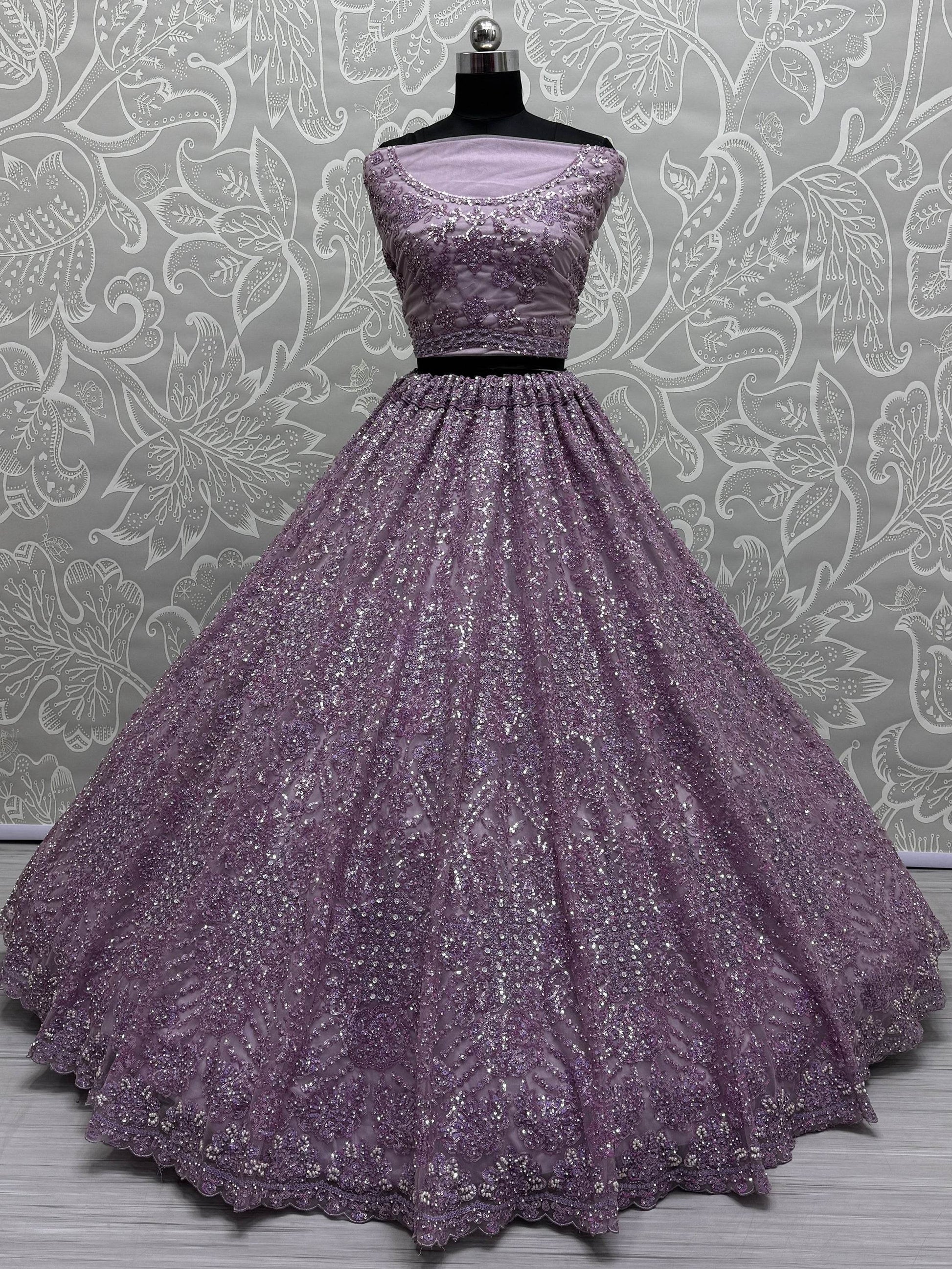Amazing Purple Sequins Heavy Net Wedding Wear Lehenga Choli - Zeel Clothing