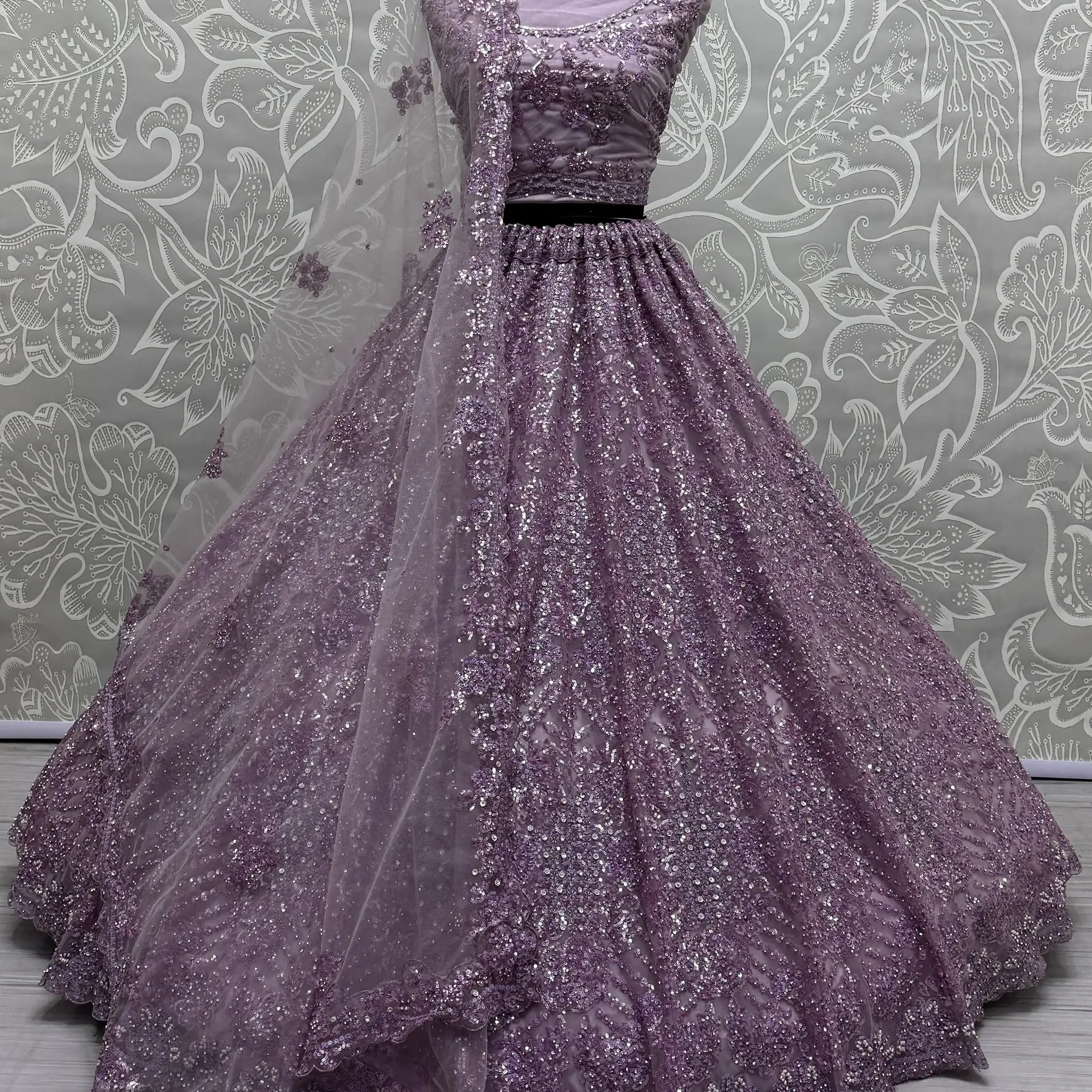 Amazing Purple Sequins Heavy Net Wedding Wear Lehenga Choli - Zeel Clothing