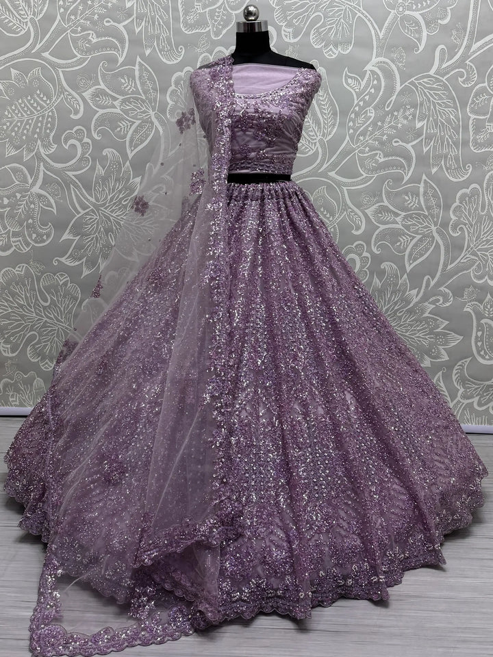 Amazing Purple Sequins Heavy Net Wedding Wear Lehenga Choli - Zeel Clothing
