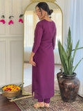 Amazing Purple Thread Embroidered Chanderi Festive Wear Pant Suit - Zeel Clothing