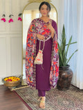 Amazing Purple Thread Embroidered Chanderi Festive Wear Pant Suit - Zeel Clothing