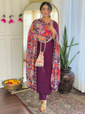 Amazing Purple Thread Embroidered Chanderi Festive Wear Pant Suit - Zeel Clothing