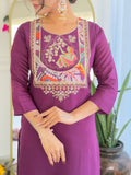 Amazing Purple Thread Embroidered Chanderi Festive Wear Pant Suit - Zeel Clothing