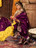 Amazing Purple Zari Weaving Silk Festive Wear Saree With Blouse - Zeel Clothing