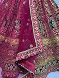 Amazing Rani Pink Multi-Thread Work Velvet Bridal Lehenga Choli - Zeel Clothing