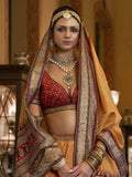 Amazing Red & Yellow Mirror Work Rajwadi Silk Traditional Lehenga Choli - Zeel Clothing