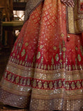 Amazing Red & Yellow Mirror Work Rajwadi Silk Traditional Lehenga Choli - Zeel Clothing
