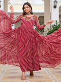 Amazing Red Bandhani Print Georgette Navratri Special Gown - Zeel Clothing