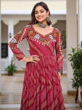 Amazing Red Bandhani Print Georgette Navratri Special Gown - Zeel Clothing