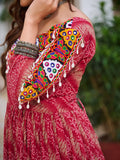 Amazing Red Bandhani Print Georgette Navratri Special Gown - Zeel Clothing