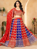 Amazing Red-Blue Sequins Georgette Festive Wear Lehenga Choli With Dupatta - Zeel Clothing