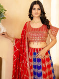 Amazing Red-Blue Sequins Georgette Festive Wear Lehenga Choli With Dupatta - Zeel Clothing