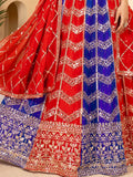 Amazing Red-Blue Sequins Georgette Festive Wear Lehenga Choli With Dupatta - Zeel Clothing