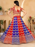 Amazing Red-Blue Sequins Georgette Festive Wear Lehenga Choli With Dupatta - Zeel Clothing