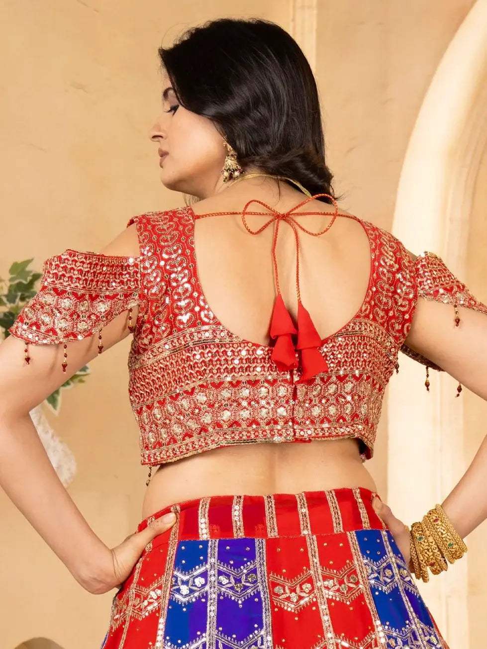 Amazing Red-Blue Sequins Georgette Festive Wear Lehenga Choli With Dupatta - Zeel Clothing