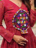 Amazing Red Gamthi Patch Work Georgette Navratri Wear Gown - Zeel Clothing