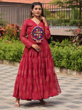 Amazing Red Gamthi Patch Work Georgette Navratri Wear Gown - Zeel Clothing