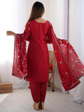 Amazing Red Sequins Chinon Event Wear Pant Suit With Dupatta - Zeel Clothing