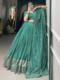 Amazing Sage Green Zari Weaving Chanderi Festival Wear Lehenga Choli - Zeel Clothing