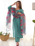 Amazing Sea Green Cotton Festival Wear Straight Kurta With Pant - Zeel Clothing