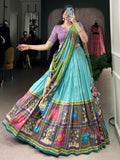 Amazing Sea Green Kalamkari Print Silk Festival Wear Lehenga Choli - Zeel Clothing