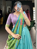 Amazing Sea Green Kalamkari Print Silk Festival Wear Lehenga Choli - Zeel Clothing