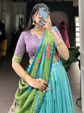 Amazing Sea Green Kalamkari Print Silk Festival Wear Lehenga Choli - Zeel Clothing