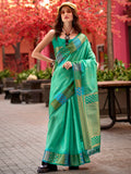 Amazing Sea Green Zari Weaving Banarasi Silk Traditional Saree - Zeel Clothing