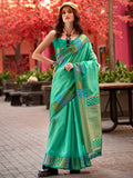 Amazing Sea Green Zari Weaving Banarasi Silk Traditional Saree - Zeel Clothing