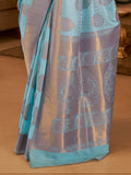 Amazing Sky-Blue Zari Woven Silk Festive Wear Saree With Blouse - Zeel Clothing