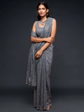 Amazing Slate Grey Sequined Georgette Party Wear Saree - Zeel Clothing