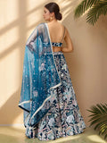 Amazing Teal Blue Sequins Net Engagement Wear Lehenga Choli With Dupatta - Zeel Clothing