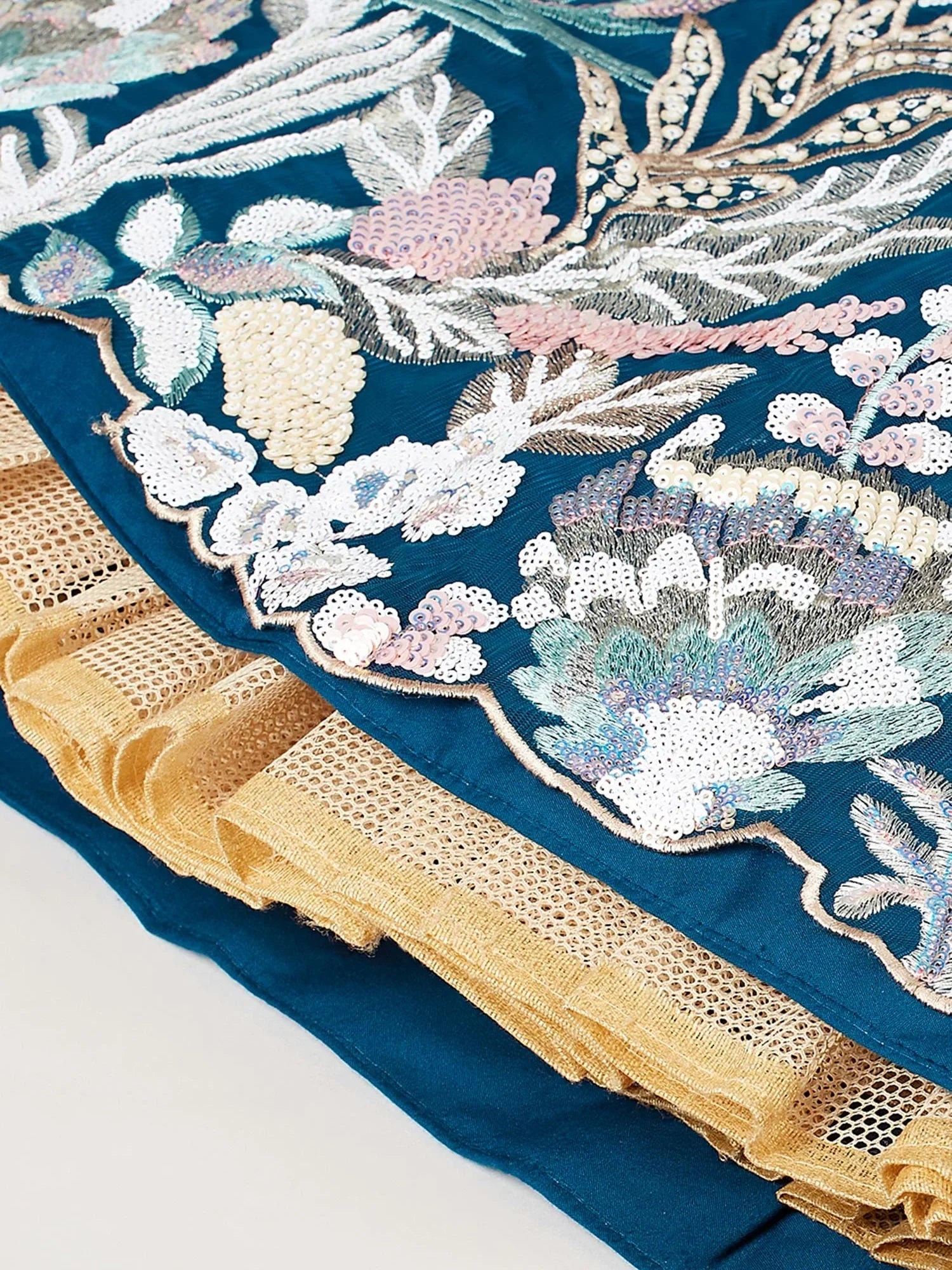 Amazing Teal Blue Sequins Net Engagement Wear Lehenga Choli With Dupatta - Zeel Clothing