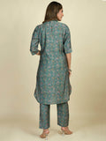Amazing Teal Green Digital Printed Satin Readymade Kurti Pant - Zeel Clothing