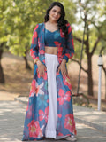 Amazing White Georgette Event Wear Crop Top Lehenga With Jacket - Zeel Clothing