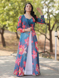 Amazing White Georgette Event Wear Crop Top Lehenga With Jacket - Zeel Clothing