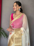 Amazing White Pichwai Print Organza Festival Wear Saree With Blouse - Zeel Clothing