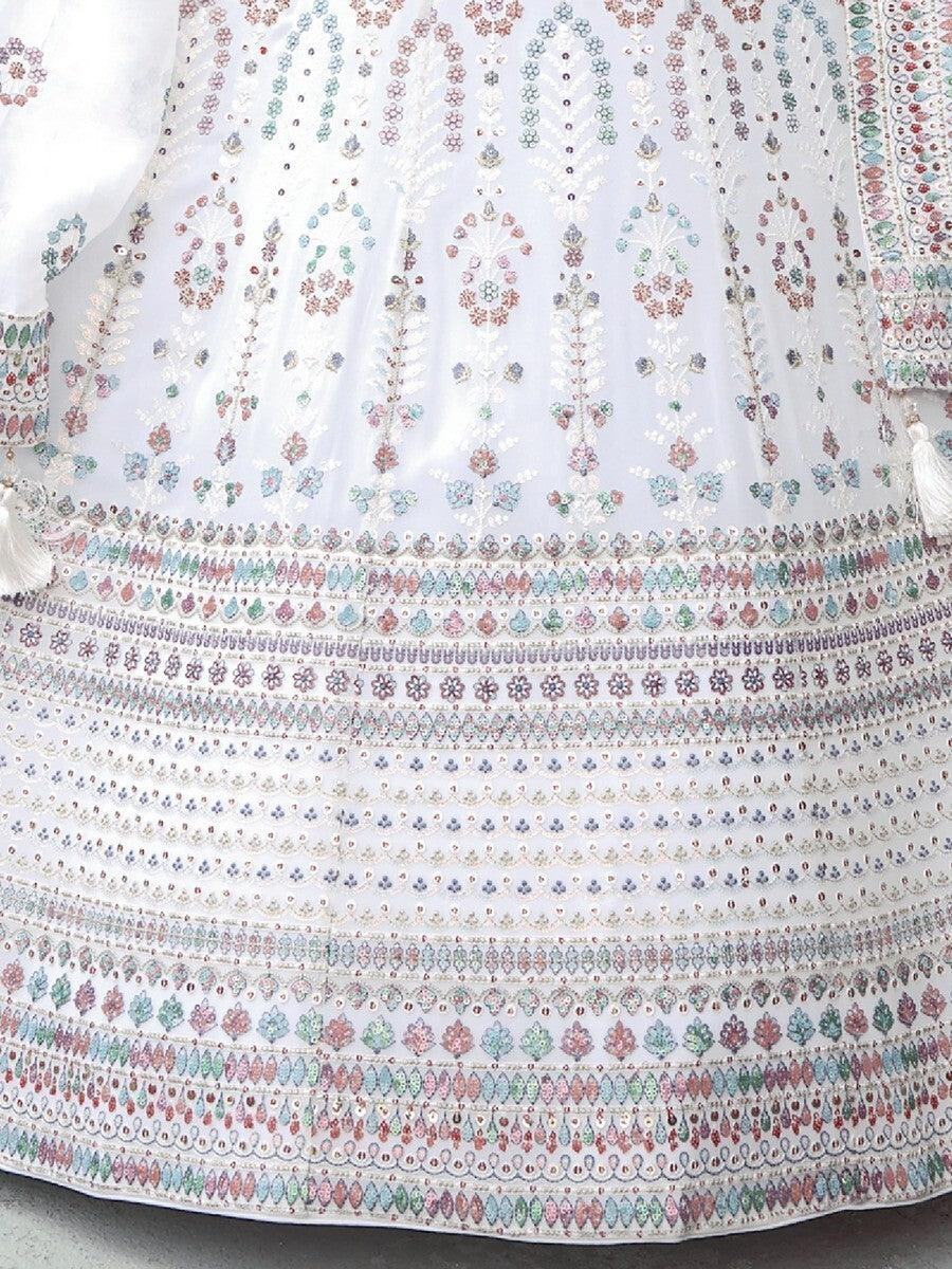 Amazing White Sequins Georgette Traditional Lehenga Choli With Dupatta - Zeel Clothing