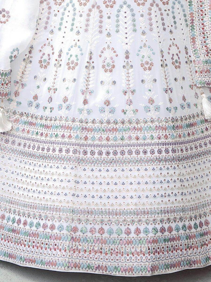 Amazing White Sequins Georgette Traditional Lehenga Choli With Dupatta - Zeel Clothing
