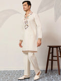 Amazing White Sequins Work Viscose Silk Weddings Wear Men’s Kurta