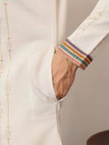 Amazing White Sequins Work Viscose Silk Weddings Wear Men’s Kurta