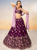 Amazing Wine Embroidered Georgette Bridesmaid Lehenga Choli